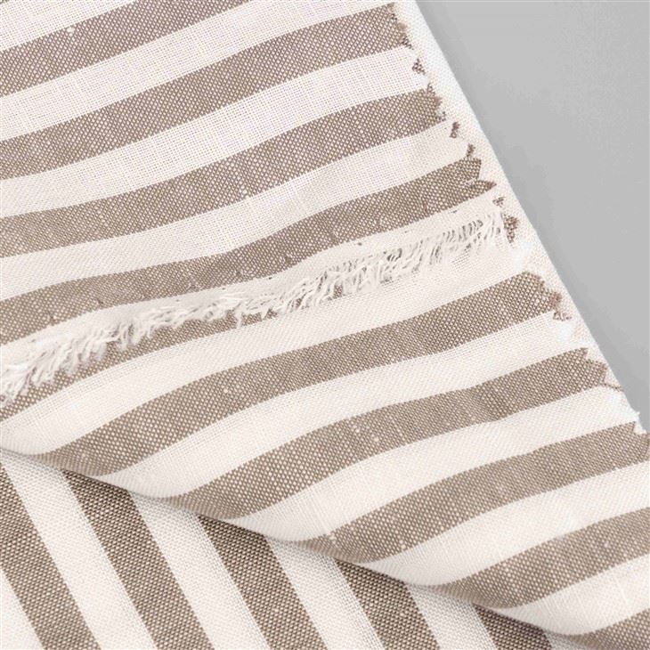 Light Taupe Striped Linen Jersey Fabric factory