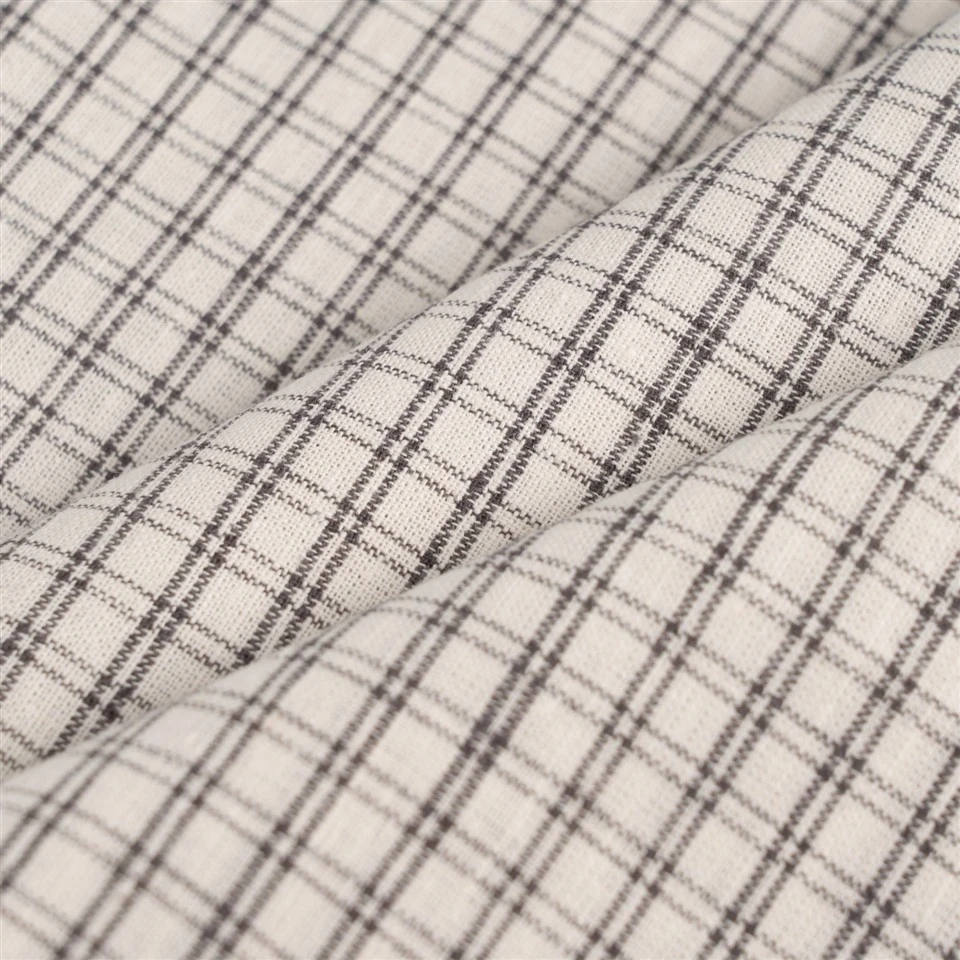 Off White Grid Linen Fabric high quality